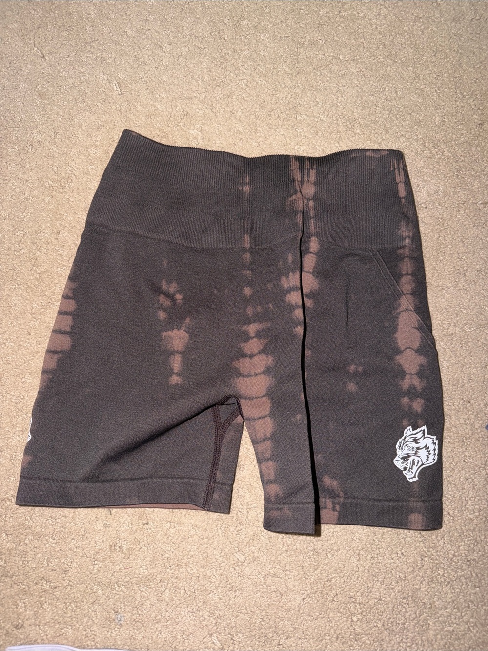 Darc Sport Black & Brown Tie-Dye High-Waist Athletic Bike Shorts